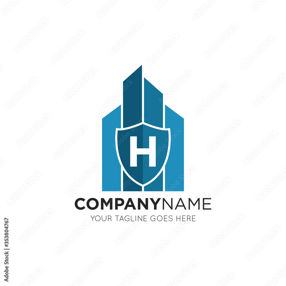 initial letter h building logo vector illustration design template