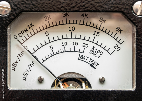 Count per minute scale and microSIevert per hour scale on Dial display of Radiation survey meter photo