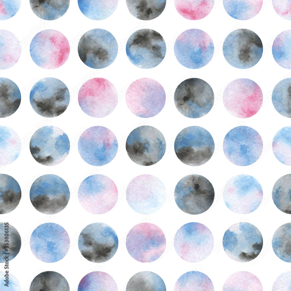 Watercolor abstract seamless pattern. Hand drawn background with circles for surface design Watercolor abstract seamless pattern. Hand drawn background with circles for surface design