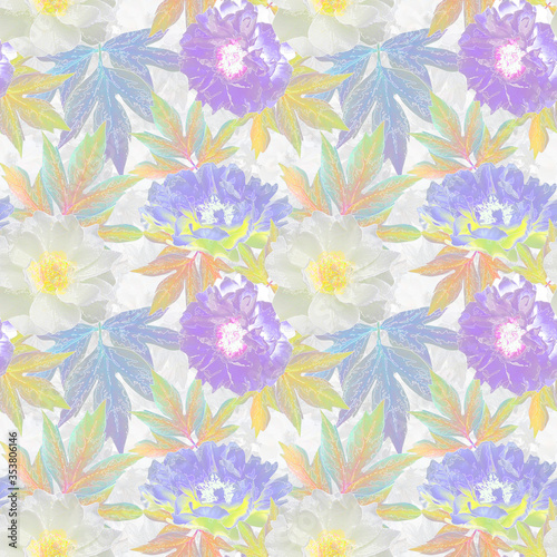 Wallpaper Mural Seamless retro floral pattern. White, lilac flowers on a light background. Torontodigital.ca