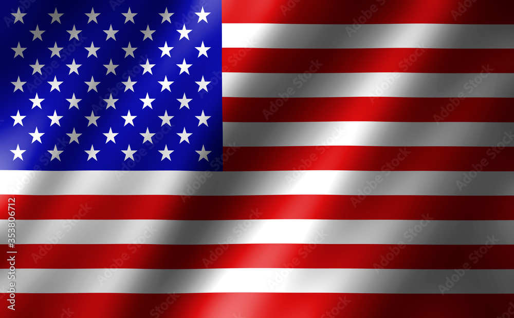 Naklejka premium 3D rendering of the waving flag United States of America