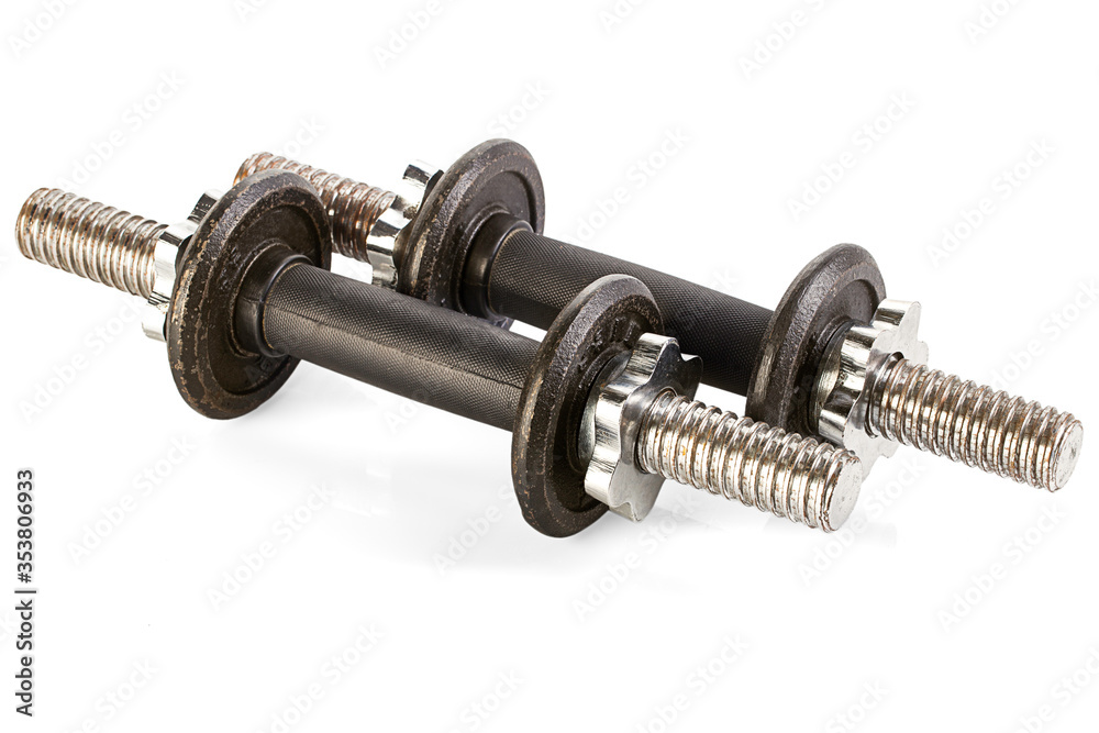 Fototapeta premium two barbells isolated on white background