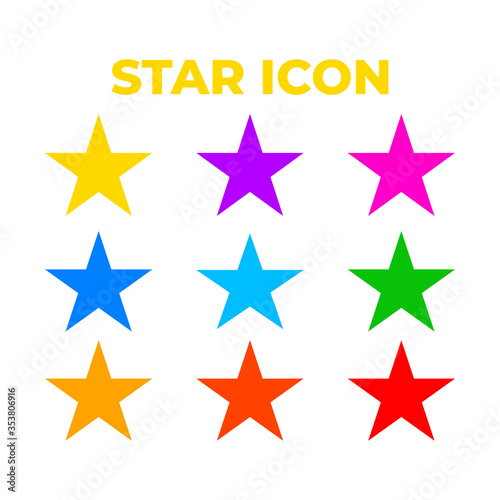 set multi color STAR icon with multi color  vector icon logo 