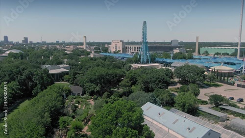 Aerial: Texas Star Ferris Wheel in Fair Park, Dallas Texas photo
