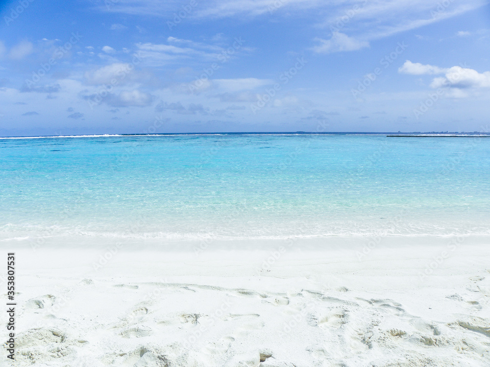 Beautiful white sandy beach with turquoise blue waters