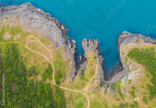 Aerial view of drone to the beautiful seacoast of Maslen cape 
 photo