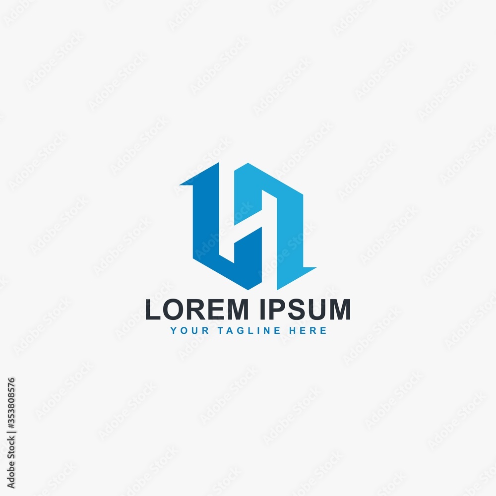 Fototapeta premium Letter H shield logo design vector. Monogram H type abstract symbol.