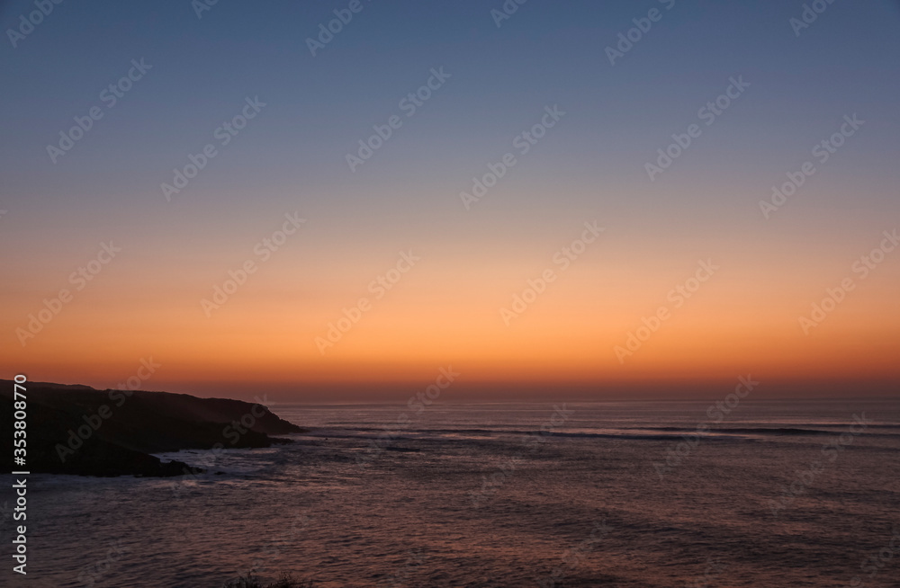 A summer dusk during the sunrise in Portuguese coast