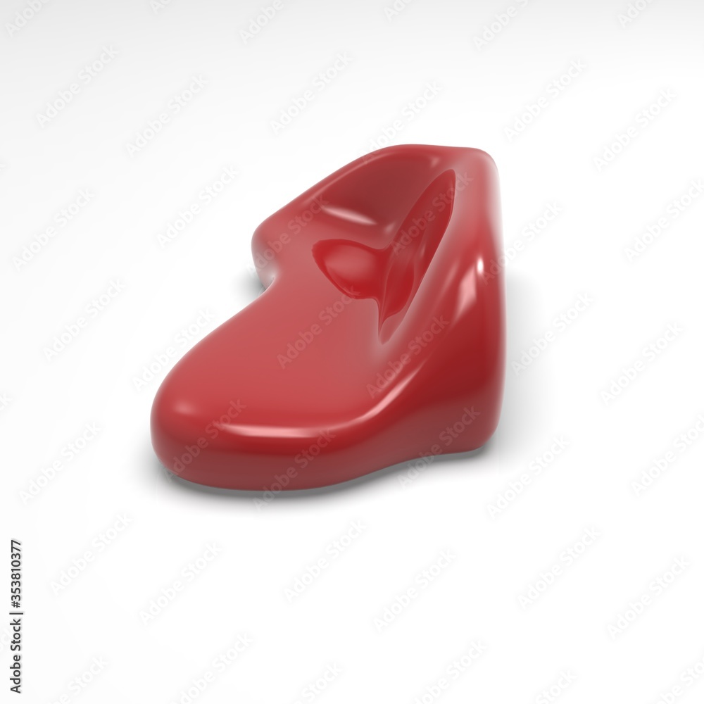3d image of Bench Red corner inflated sofa v2