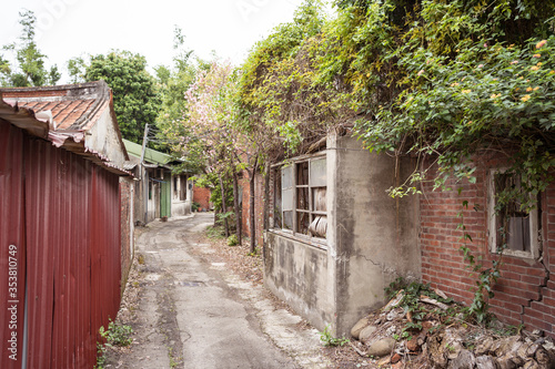 Old and collapsed traditional style houses in Hsinchu