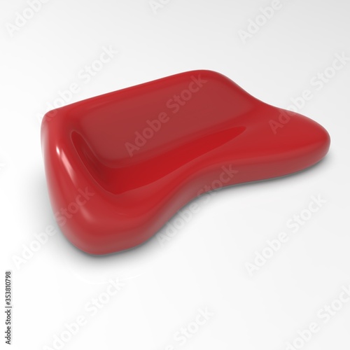 3d image of Bench Red corner inflated sofa v1