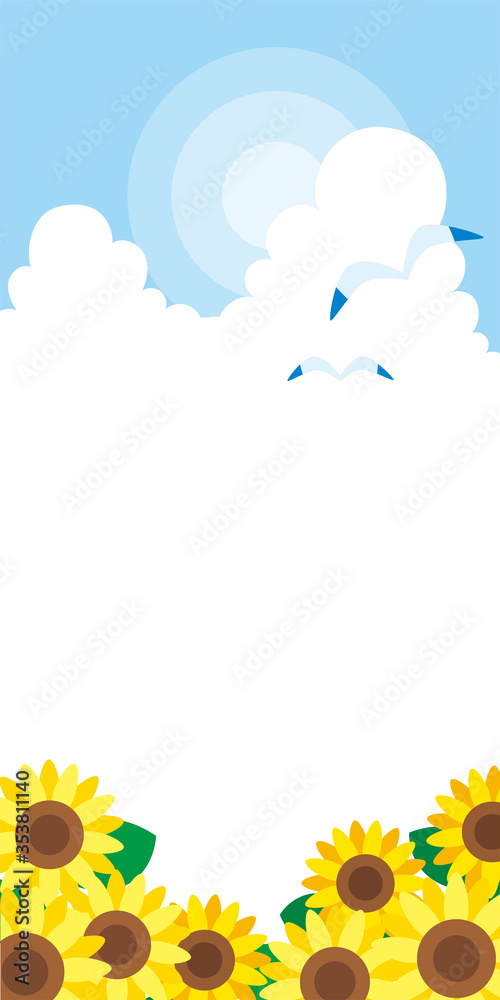 ひまわり畑と入道雲の夏の背景300x600バナー対応サイズ Stock Vector Adobe Stock