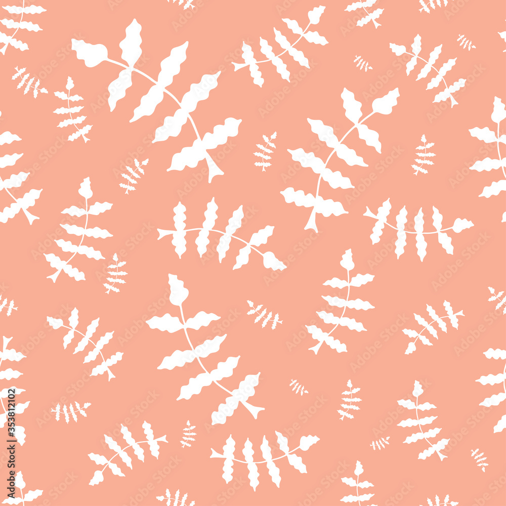 Vector seamless pattern with branch and leaves. Trendy hand drawn textures. Modern abstract design for paper, cover, fabric, interior decor and other users. Vector seamless pattern with branch and leaves. Trendy hand drawn textures. Modern abstract design for paper, cover, fabric, interior decor and other users.