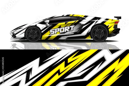 Sports car wrapping decal design