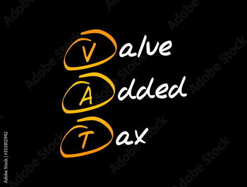 VAT - Value Added Tax acronym, business concept background