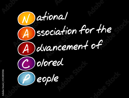 NAACP - National Association for the Advancement of Colored People acronym, concept background