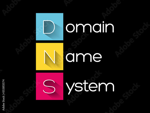 DNS - Domain Name System acronym, technology concept background