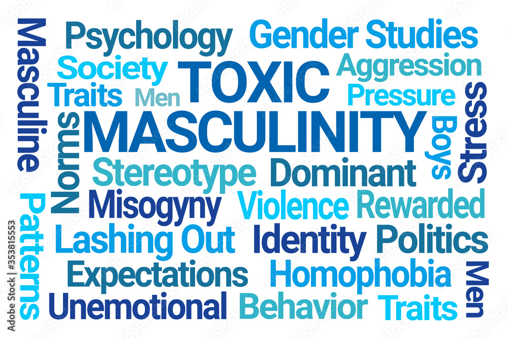 Toxic Masculinity Word Cloud on White Background