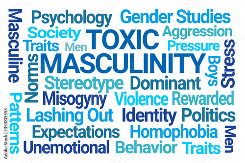 Toxic Masculinity Word Cloud on White Background