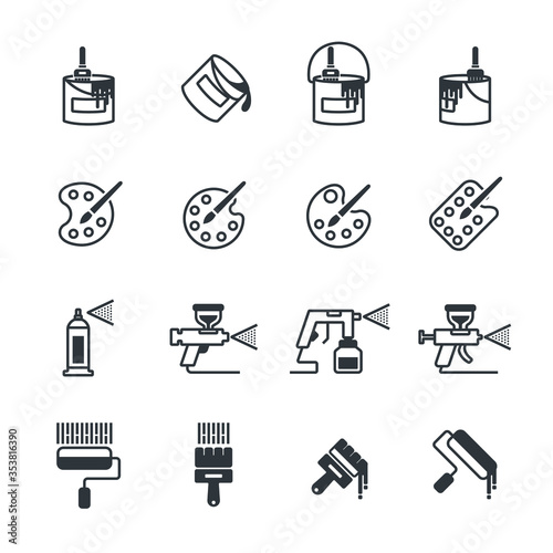 paint icon set/Flat icon set design, Out line vector icon set for design.