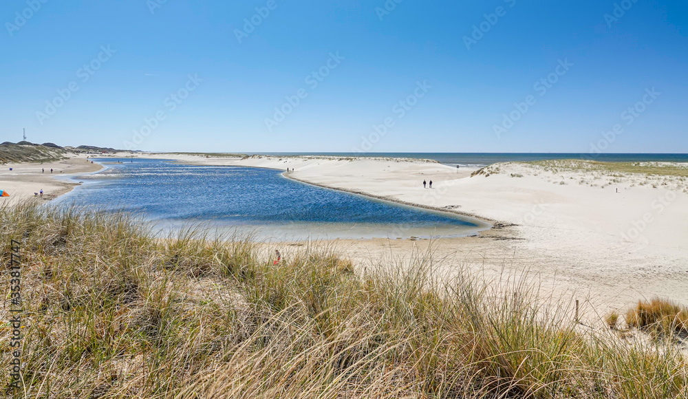 The Blue lagoon at Camperduin, Noord Holland, The Netherlands. A very popular tourist destination on this recently created beach on the north west coast of Holland.