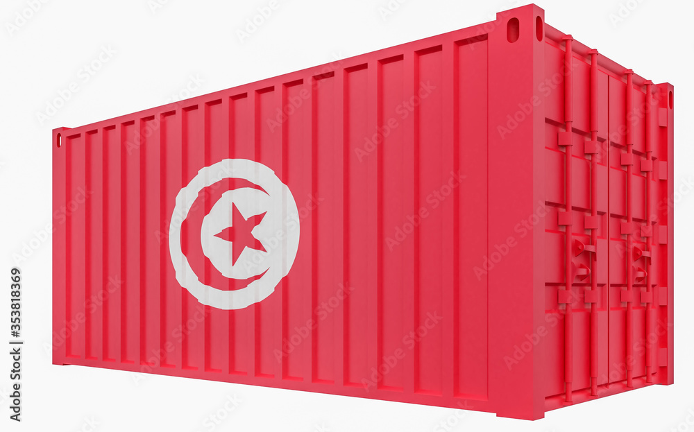 3D Illustration of Cargo Container with Tunisia Flag 3D Illustration of Cargo Container with Tunisia Flag