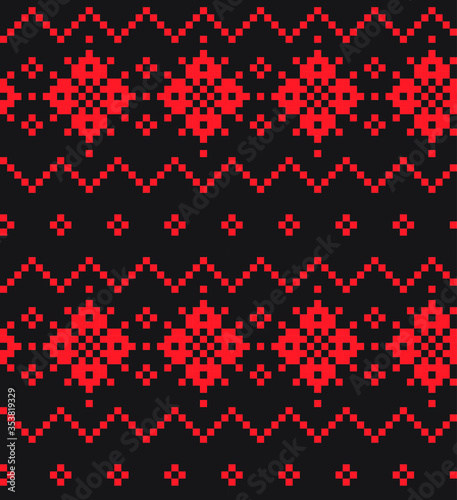 Orange Christmas Fair Isle Seamless Pattern Background - Orange Christmas fair isle pattern background for fashion textiles, knitwear and graphics