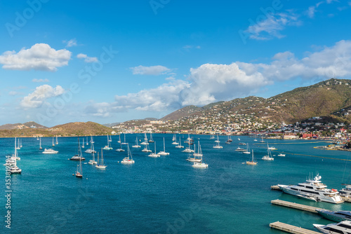 Harbor approaching St. Thomas, Charlotte Amalie, United States Virgin Islands (USVI) in the Caribbean photo