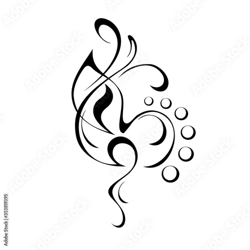unique decorative abstract ornament with curls in black lines on a white background