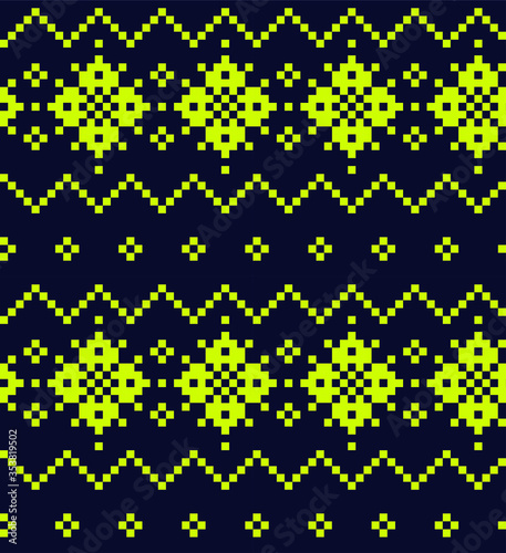 Yellow Christmas Fair Isle Seamless Pattern Background - Yellow Christmas fair isle pattern background for fashion textiles, knitwear and graphics