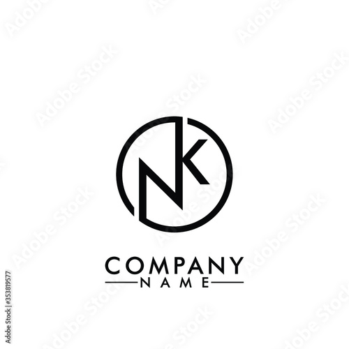 NK, KN Letter logo black color