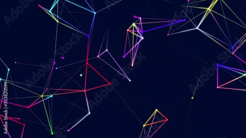 Abstract digital connection moving dots and lines. Technology background. Network connection structure. 3d. Seamless loop. 4K