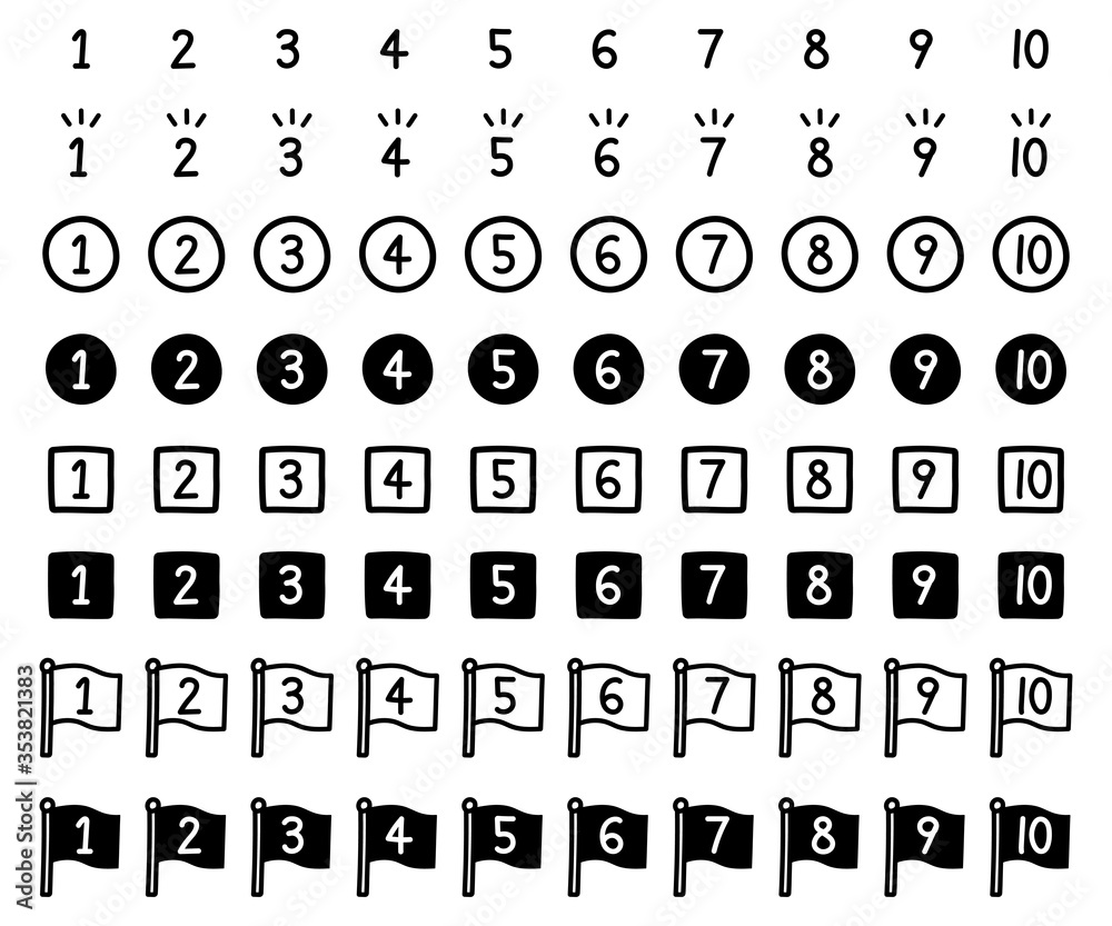 手描きの数字のイラストのセット シンプル かわいい Stock Vector Adobe Stock 手描きの数字のイラストのセット シンプル かわいい Stock Vector Adobe Stock