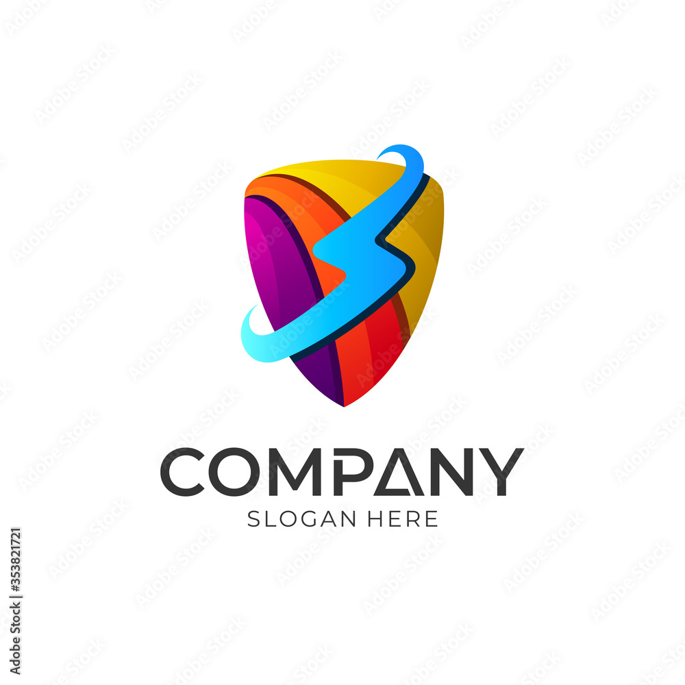 Shield letter S with thunder logo design, colorful guard logo, shielding and protector vector,shield sport symbol Shield letter S with thunder logo design, colorful guard logo, shielding and protector vector,shield sport symbol
