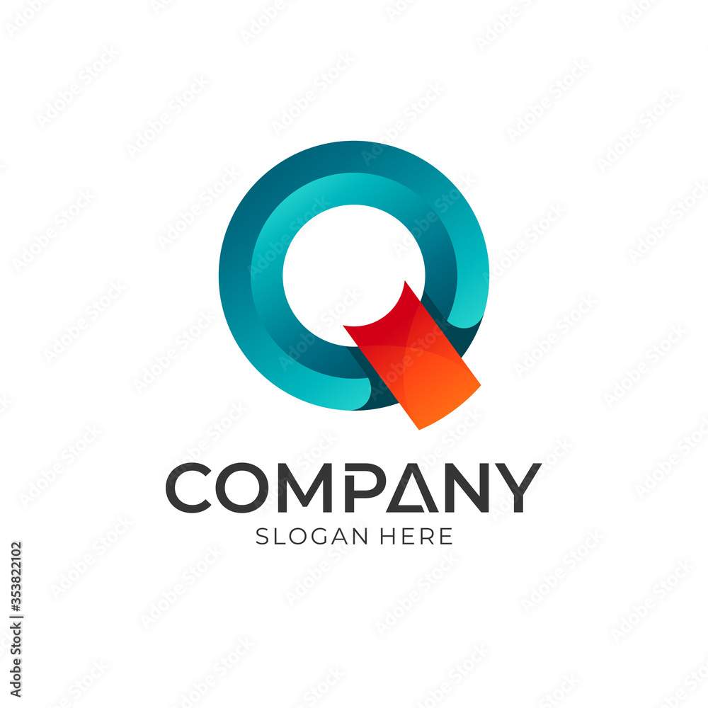Initial letter Q business logo design, simple modern lettermark company brand identity