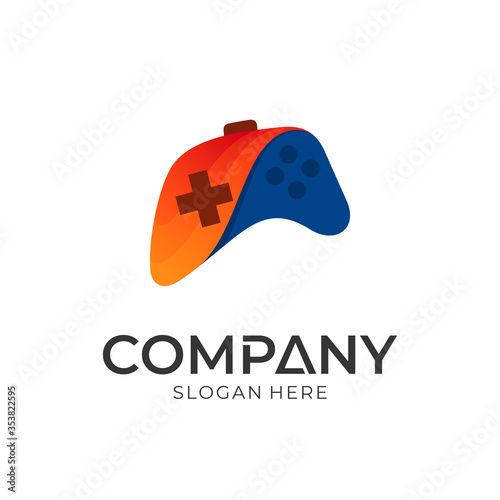 game joystick logo design, gaming controller logo template