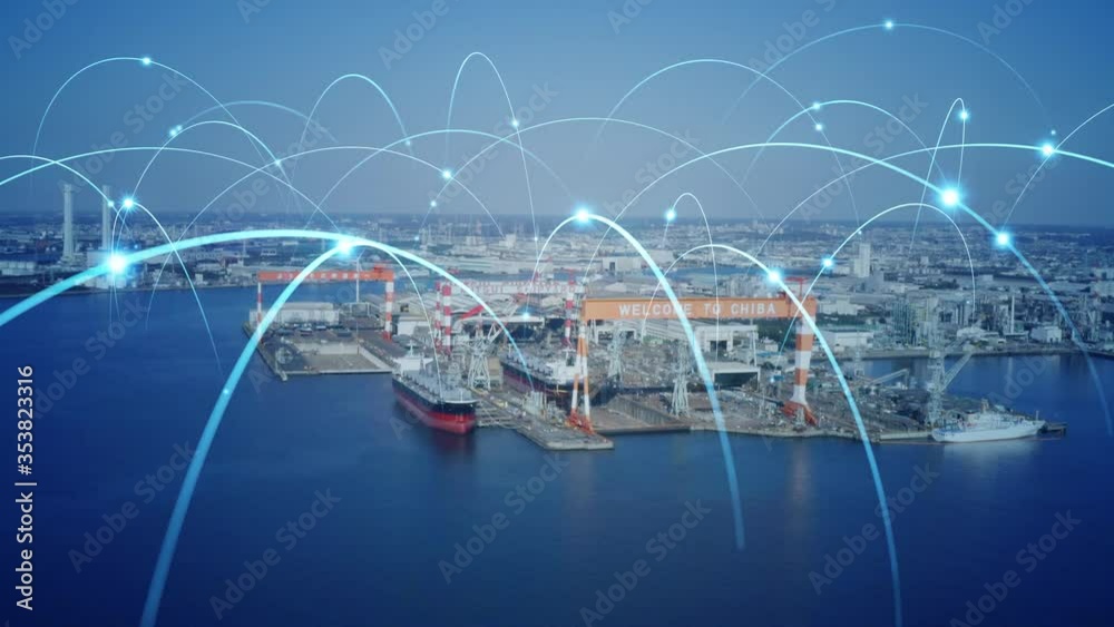 Industrial technology concept. Communication network. INDUSTRY 4.0. Factory automation.