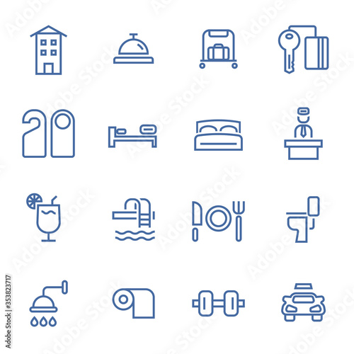 hotel services icons set flat design