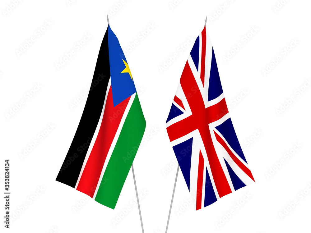 Great Britain and Republic of South Sudan flags