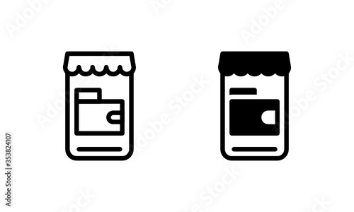 Shopping Market Wallet Smartphone Icon, Logo, Vector