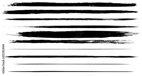 Vector set of grunge black paint, ink brush strokes. brush strokes collection. Dirty grunge artistic design elements, backgrounds, textures, brushes