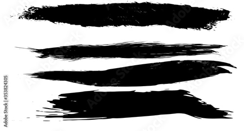 Vector set of grunge black paint, ink brush strokes. brush strokes collection. Dirty grunge artistic design elements, backgrounds, textures, brushes