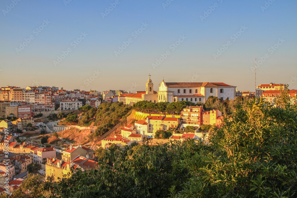 View of Lisbon from a view point at dusk