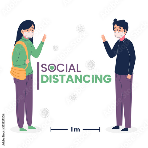 Social distancing concept vector illustration