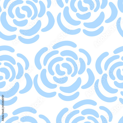 Seamless pattern of simple blue roses in the Scandinavian style. Floral background for wrapping paper and scrapbooking. Design for fabric. Stock vector illustration.