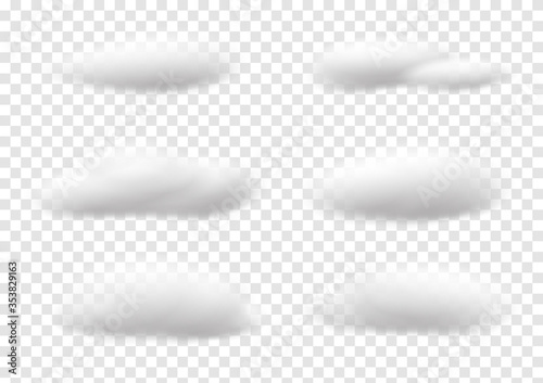Realistic white cloud vectors isolated on transparency background ep40