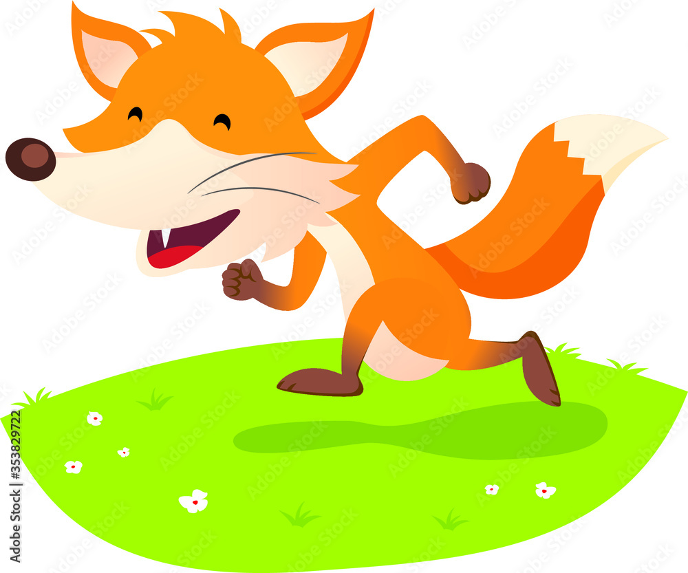 Obraz premium Fox. Happy fox running. 