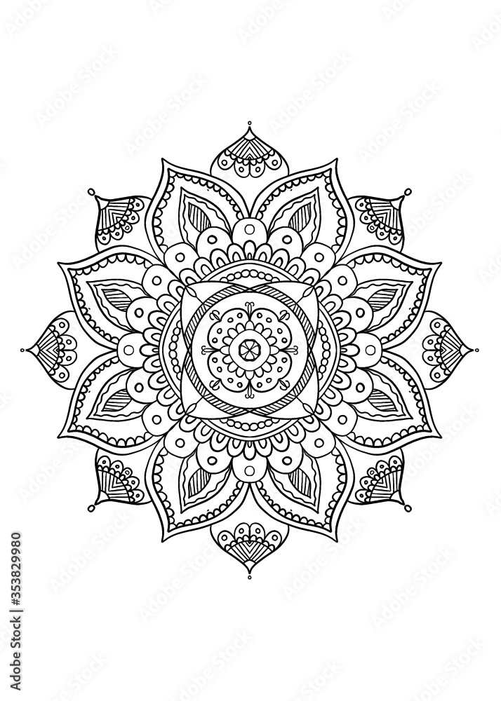 Hand-drawn ethnic mandala, Vector illustration background