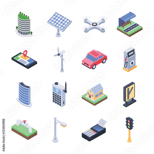 
Smart City Isometric Icons
