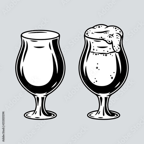 Set of beer mug with foam bar menu